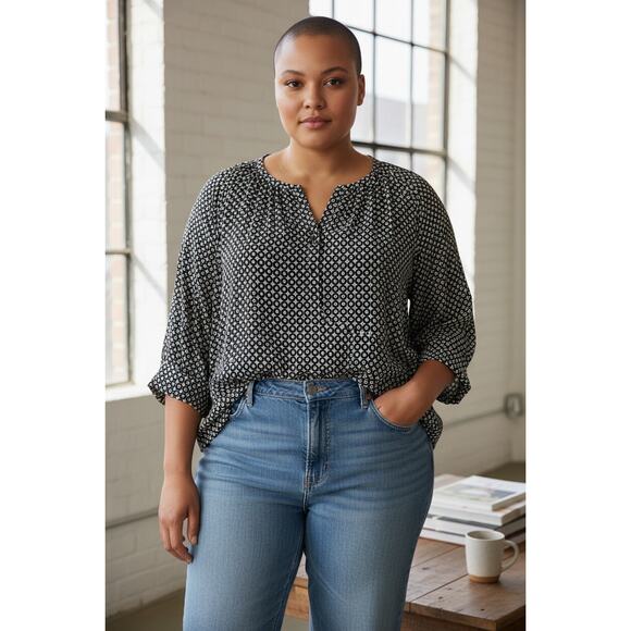 MICHAEL KORS BLACK AND WHITE POLKA DOT BLOUSE 100% POLY SIZE 12 - Picture 2 of 5